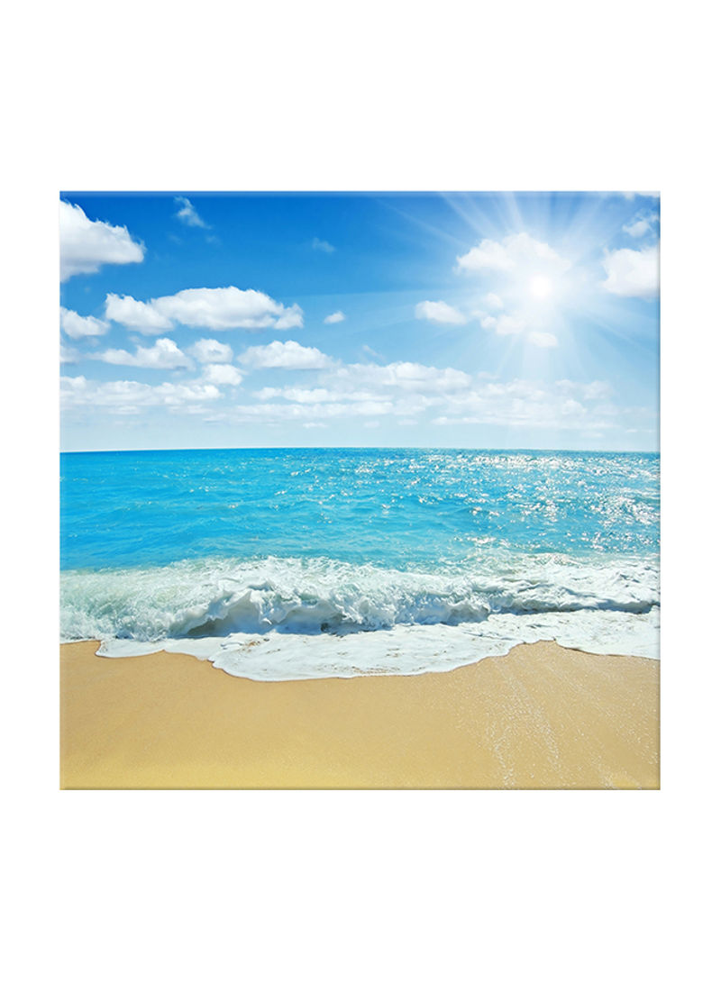 Sunny Day On The Sea And Beach Photo Art Canvas Painting Blue 80x80centimeter