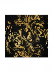 Liquid Oil Art Canvas Painting Gold/Black 80x80centimeter