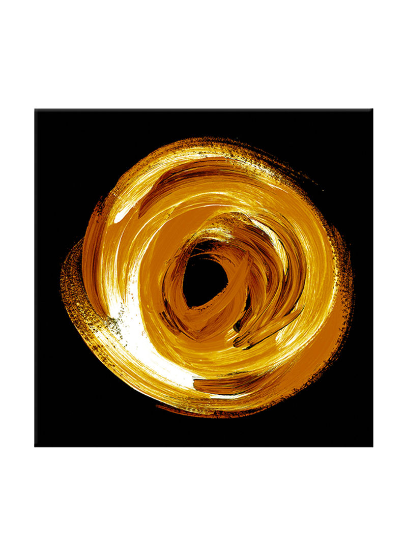 Circle Oil Art Canvas Painting Gold/Black 80x80centimeter