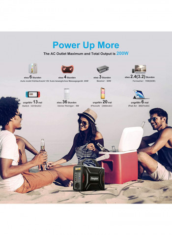Portable Power Station Generator 240Wh Black 30 x 21cm