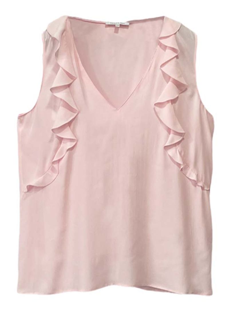 Ruffle Detail Solid Pattern Blouse Pink