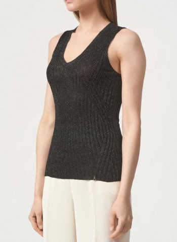 Tricot Knitted Pattern Vest Black