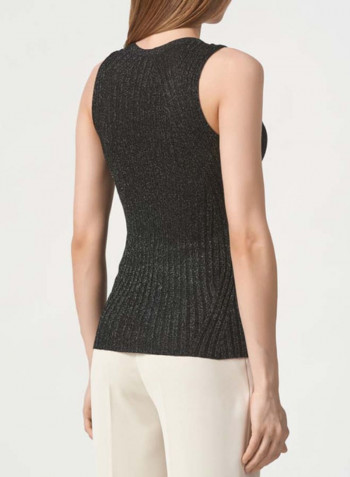 Tricot Knitted Pattern Vest Black