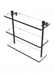 Foxtrot Collection Triple Tiered Glass Shelf Clear/Black 16inch