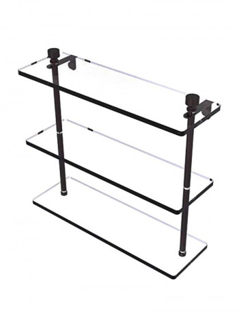 Foxtrot Collection Triple Tiered Glass Shelf Clear/Black 16inch