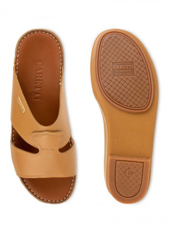 صندل من الجلد بدون رباط بتصميم عربي Novocalf Tobacco Brown
