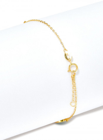 18 Karat Gold Turquoise And Pearl Three Stone Bracelet