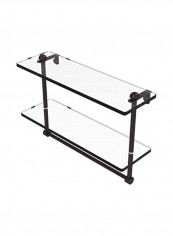 2-Tier Glass Shelf With Integrated Towel Bar Brown/Clear 16x5x12inch