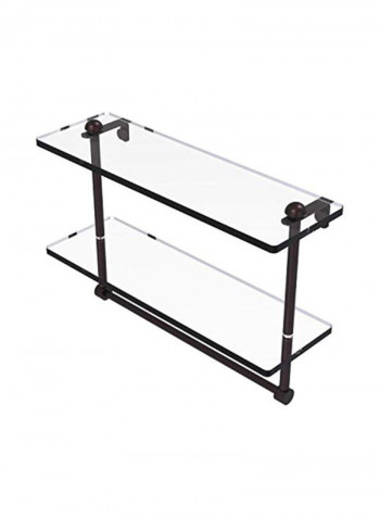 2-Tier Glass Shelf With Integrated Towel Bar Brown/Clear 16x5x12inch