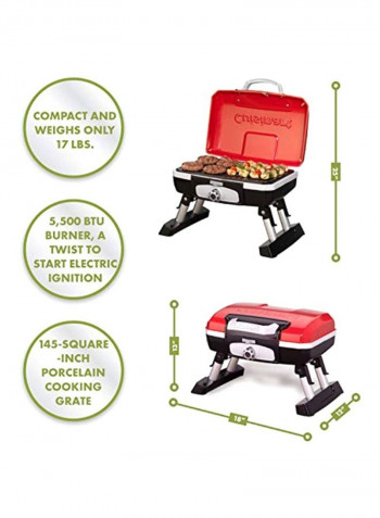 Portable Tabletop Gas Grill Red/Black