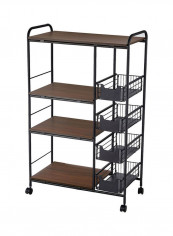 Multi-Layer Kitchen Cart Brown/Black 71x35x115cm