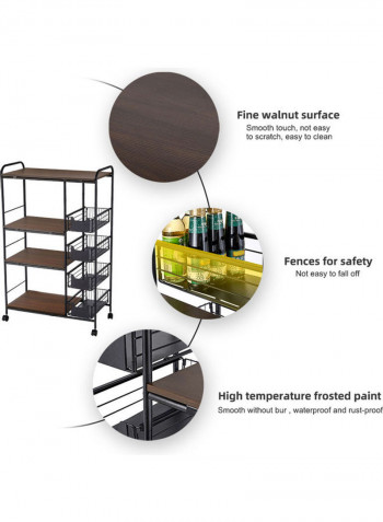 Multi-Layer Kitchen Cart Brown/Black 71x35x115cm