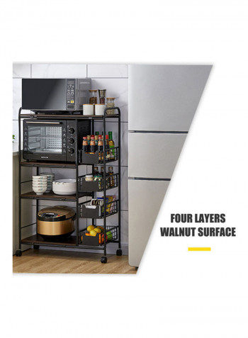 Multi-Layer Kitchen Cart Brown/Black 71x35x115cm