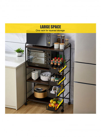 Multi-Layer Kitchen Cart Brown/Black 71x35x115cm
