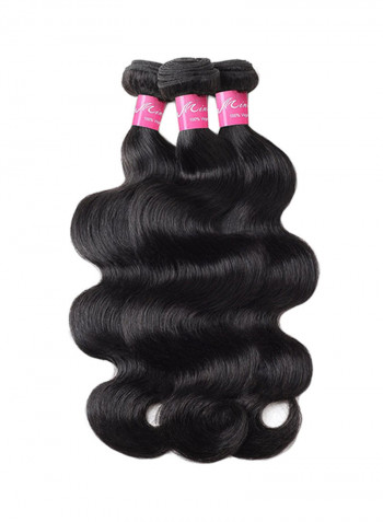3-Piece Wavy Human Hair Extension Black