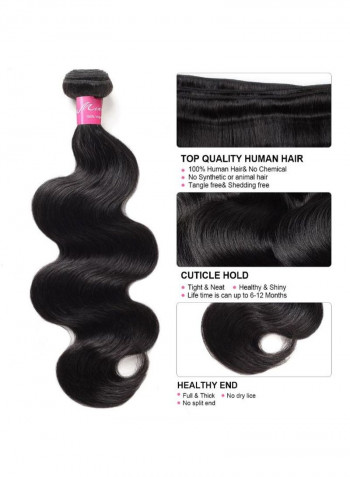 3-Piece Wavy Human Hair Extension Black