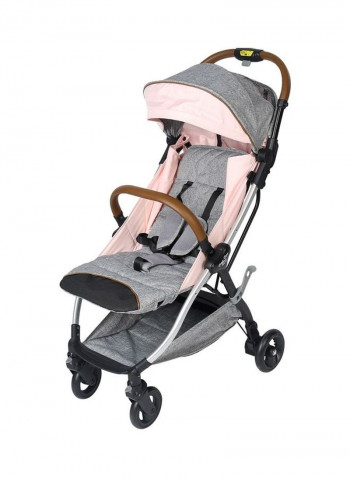 Lightweight Stroller - Portable Folding Pushchair - Pink/Grey