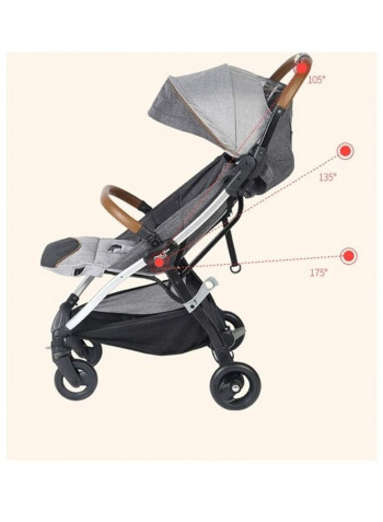 Lightweight Stroller - Portable Folding Pushchair - Pink/Grey