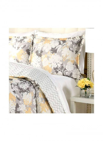 3-Piece Comforter Set Grey/White/Yellow