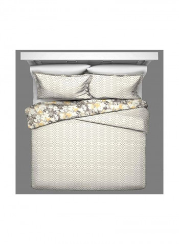 3-Piece Comforter Set Grey/White/Yellow