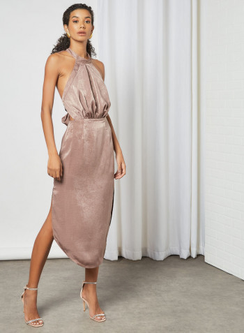 Halter Neck Dress Taupe