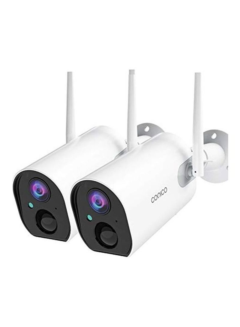 2-Piece 1080P Wireless Rechargeable Outdoor Night Vision Security Camera Set