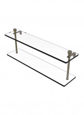 Foxtrot Collection Two Tiered Glass Shelf Clear/Gold 22inch