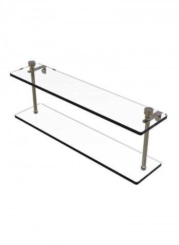 Foxtrot Collection Two Tiered Glass Shelf Clear/Gold 22inch