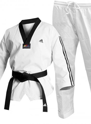 ADI-FLEX Taekwondo Uniform W/ Stripes - White/Black, 140cm 140cm