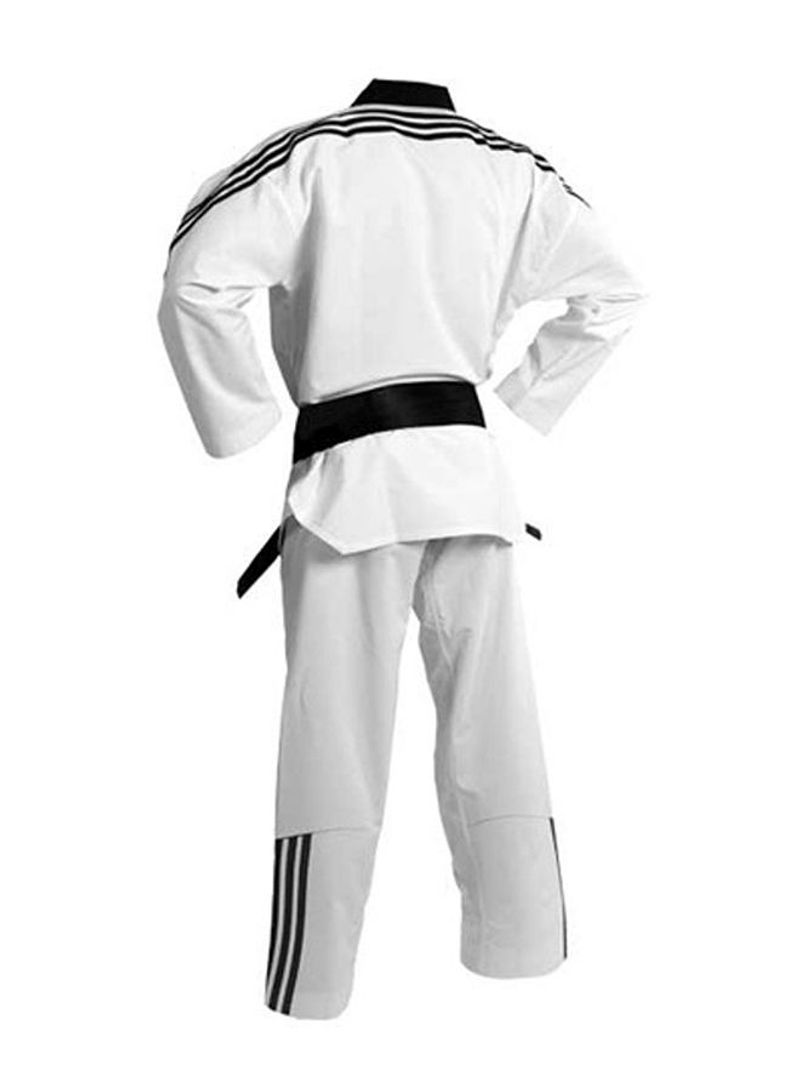 ADI-FLEX Taekwondo Uniform W/ Stripes - White/Black, 150cm 150cm