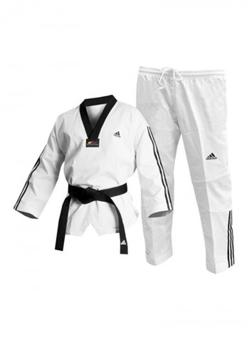 ADI-FLEX Taekwondo Uniform W/ Stripes - White/Black, 160cm 160cm