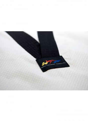 ADI-FLEX Taekwondo Uniform W/ Stripes - White/Black, 160cm 160cm