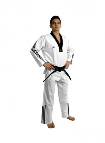 ADI-FLEX Taekwondo Uniform W/ Stripes - White/Black, 170cm 170cm