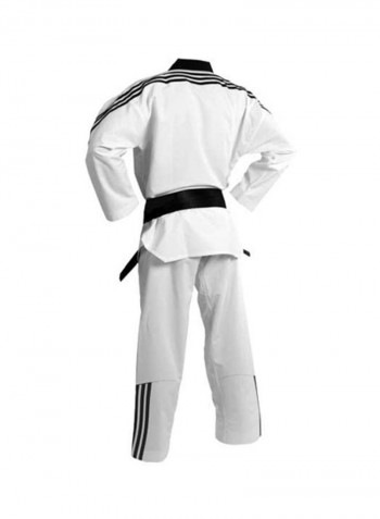 ADI-FLEX Taekwondo Uniform W/ Stripes - White/Black, 180cm 180cm