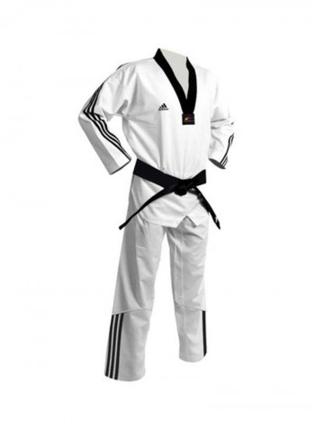 ADI-FLEX Taekwondo Uniform W/ Stripes - White/Black, 180cm 180cm