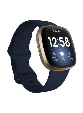 Versa 3, Health And Fitness Smartwatch With GPS, 24/7 Heart Rate, Music And Up To 6+ Days Battery Midnight Blue/Soft Gold Aluminium