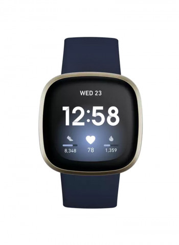 Versa 3, Health And Fitness Smartwatch With GPS, 24/7 Heart Rate, Music And Up To 6+ Days Battery Midnight Blue/Soft Gold Aluminium