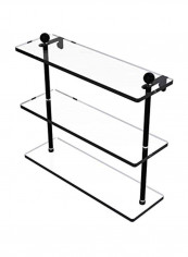 Triple Tiered Glass Shelf Clear/Black 16inch