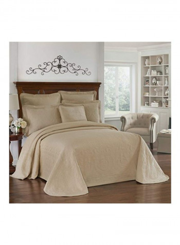 Textured Pattern Bedspreads Coverlet Beige 120x102inch