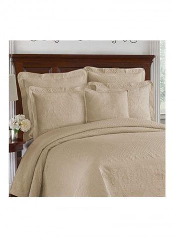 Textured Pattern Bedspreads Coverlet Beige 120x102inch