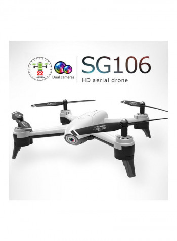 SG106 Optical Flow Drone with Dual Camera 1080P Wide Angle Wifi FPV Altitude Hold Gesture Photography Quadcopter with 2 Battery White 33*9*21.5cm