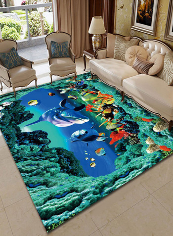 3D Sea World Pattern Rectangle Soft Mat Blue/Green 140X200centimeter