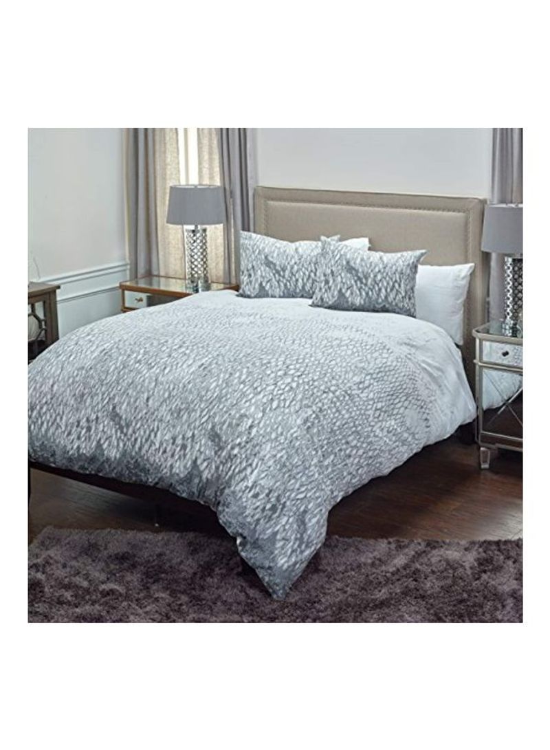 Textured Pattern Duvet Cover Grey 114x98inch