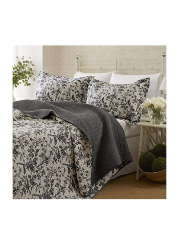 3-Piece Quilt Set Grey/White King