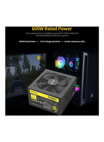600W GP700G PC Computer Power Supply 28x12.5x19cm Black