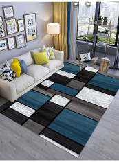 Modern Color Blocks Pattern Supple Anti-Skid Mat Multicolour 140(W)x200(L)centimeter