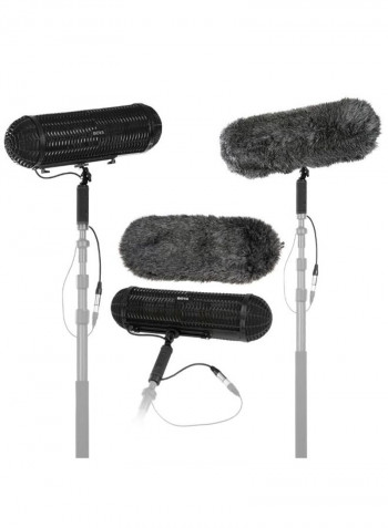 Microphone Blimp Windshield Suspension Mount Holder With XLR Cable Black