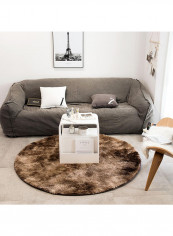 Solid Color Round Long Plush Mat Multicolour 190x190centimeter