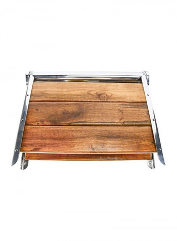 Wall Mounted Folding Shower Seat Brown/Silver 19x15inch
