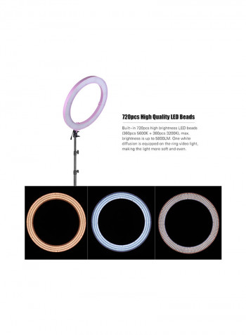 Digital Ring Video Light With Light Stand 19inch Pink